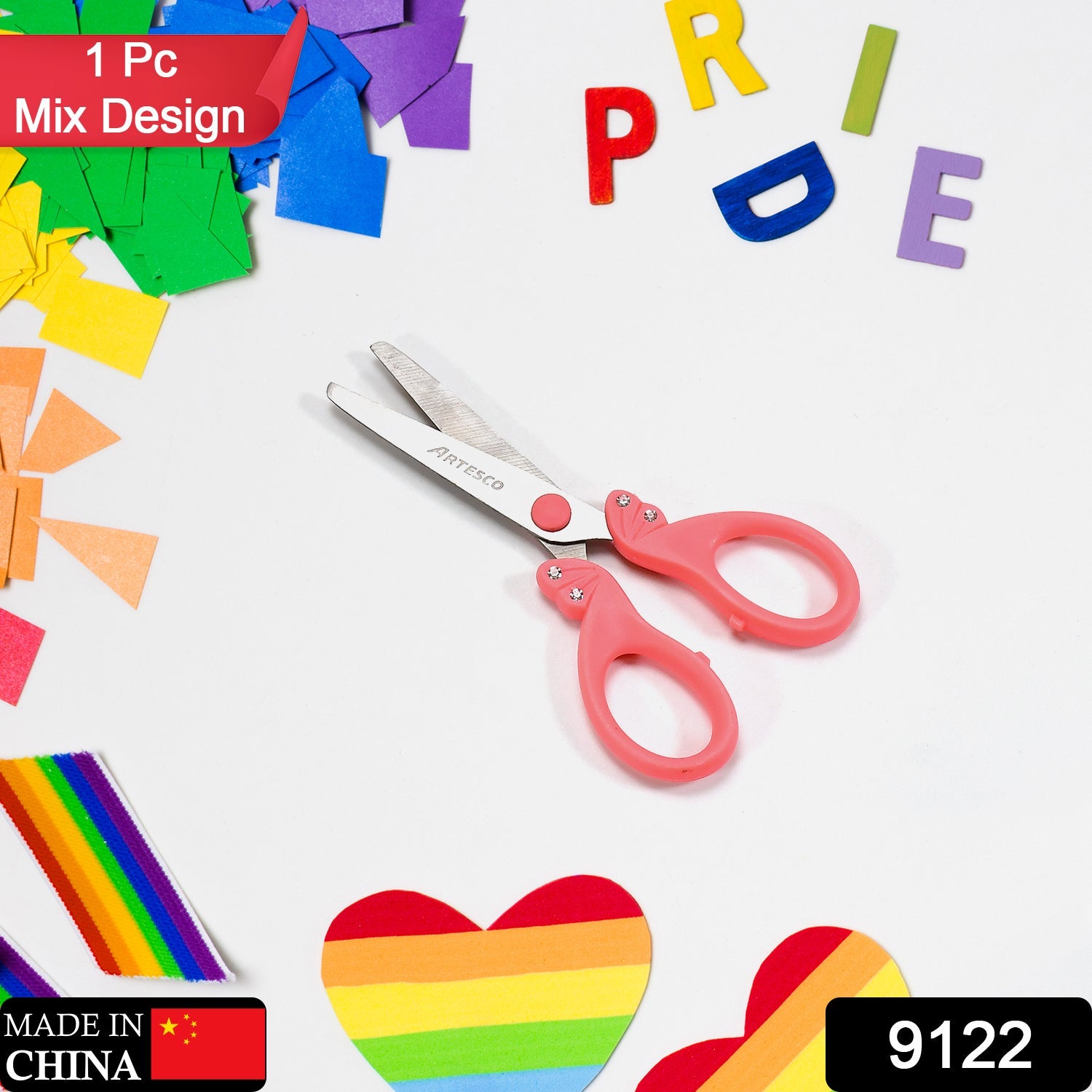 9122 MULTIPURPOSE FANCY SCISSOR | COMFORT GRIP HANDLE AND STAINLESS STEEL BLADES | PAPER, PHOTOS, CRAFTS (1PC) DeoDap 9122 MULTIPURPOSE FANCY SCISSOR | COMFORT GRIP HANDLE AND STAINLESS STEEL BLADES | PAPER, PHOTOS, CRAFTS (1PC) DeoDap